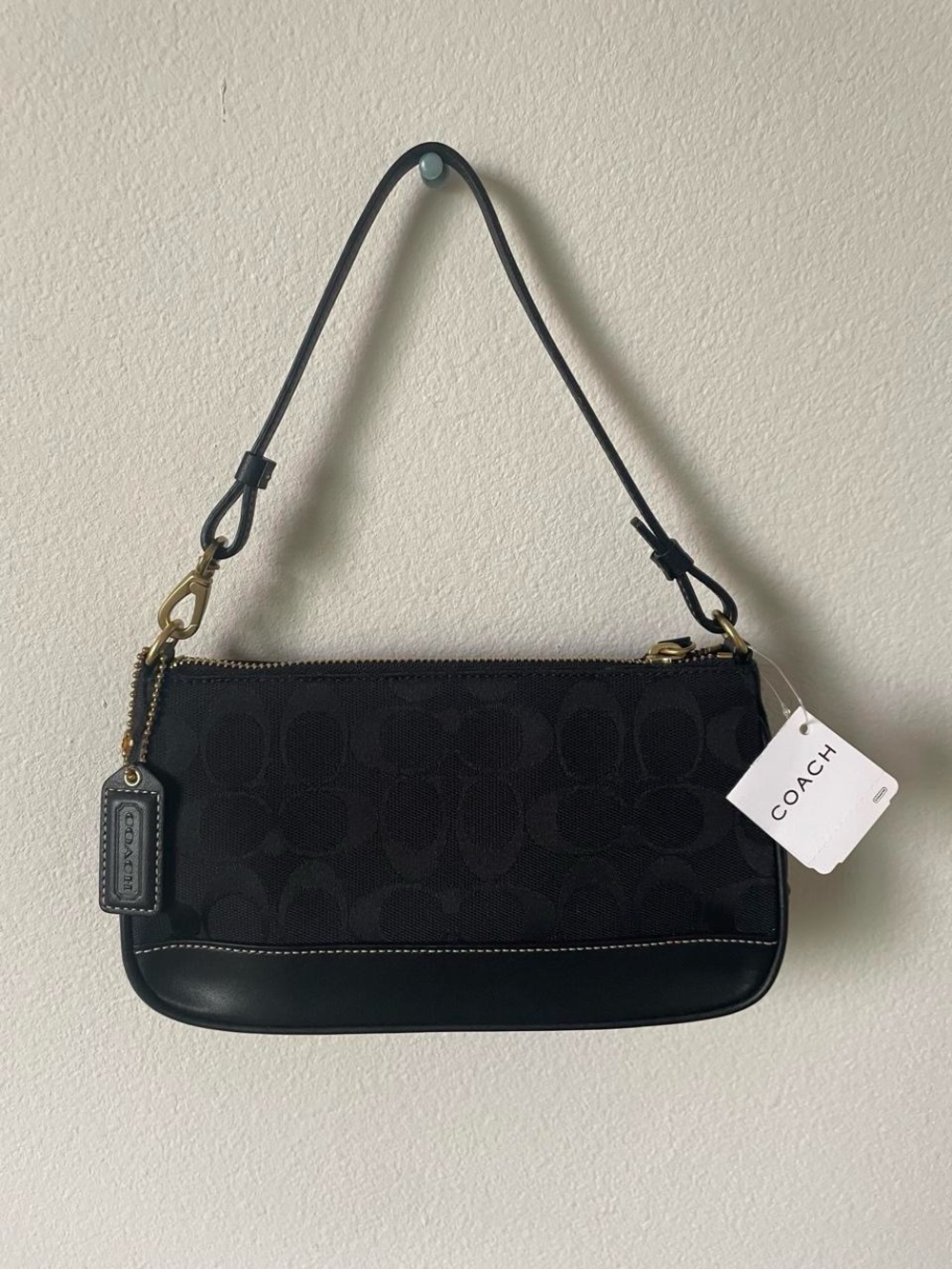 Vintage Y2K Coach Signature Jacquard Black Demi Shoulder Bag